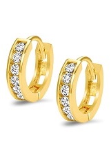 nice yellow gold cubic zirconia huggie earrings